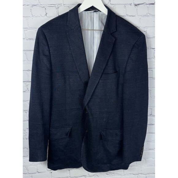 FLYNT Men’s Navy Blue Spicoli Sport Coat Blazer Jacket Solid Size 44L - Picture 1 of 7